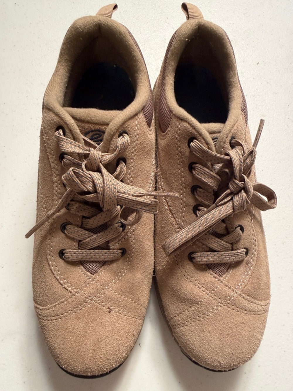 Easy Spirit Women's Suede Lace-Up Sneakers in Light Brown